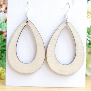 木质水滴耳环一对耳环片木片DIY彩绘漆器漆艺漆画大漆材料