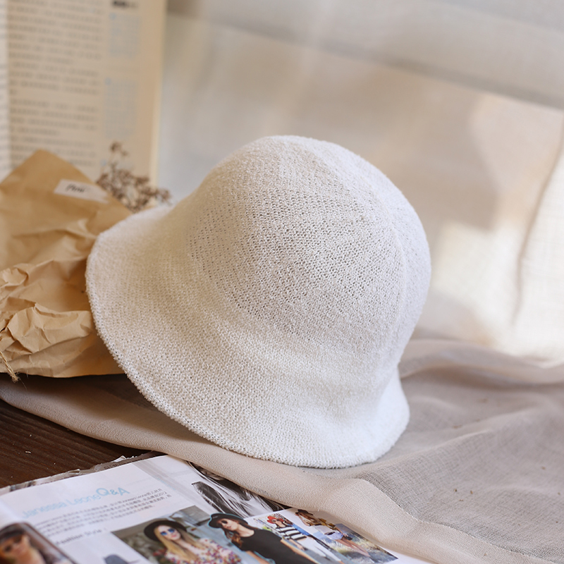随意可折叠白色亚麻简约渔夫帽