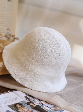 韩版随意可折叠黑色白色亚麻渔夫帽韩国潮出游简约遮阳帽简约帽子