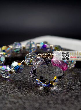 卡通猫咪亲子款儿童礼物水晶手链