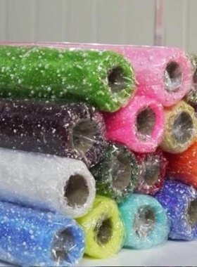 鲜花仿真小熊公仔丝网卡通花束包装材料高档雪花雪点纱网