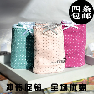 【清仓】~高档纯棉可爱点点蕾丝女士内裤三角小平角中腰全棉