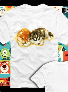 神烦狗日本柴犬卖萌哈士奇二货可爱狗狗周边卡通衣服短袖T恤