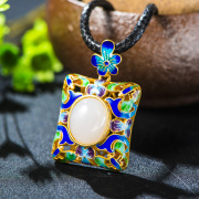 Thai natural White Jade pendants cloisonne ladies fashion jewelry 925 silver plated money new