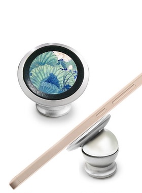 荷花绿色荷叶蓝色车载多功能磁力手机支架懒人手机磁吸架礼品