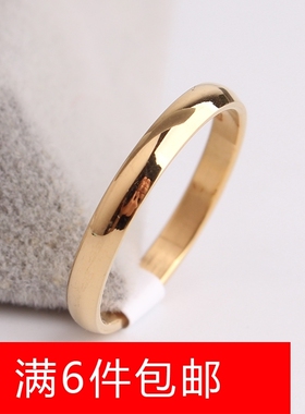 尾戒女戒饰品 金色3mm秀气光面光板 R636钛钢戒指指环1.00-9.9