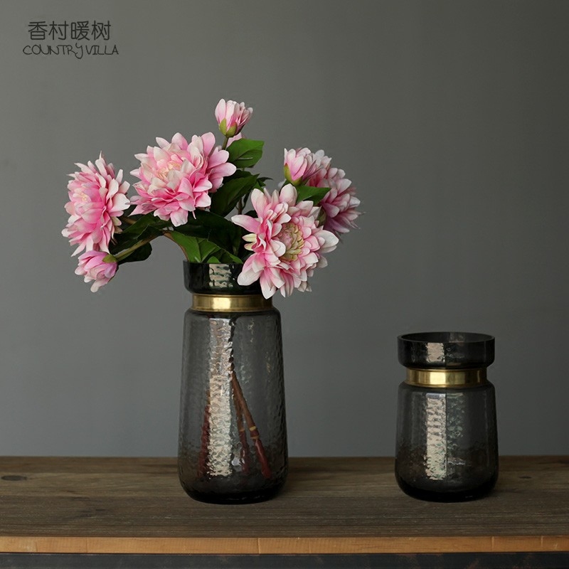 欧美家居饰品复古仿真花餐桌玄关茶几花瓶插花绢花大丽花假花芍药