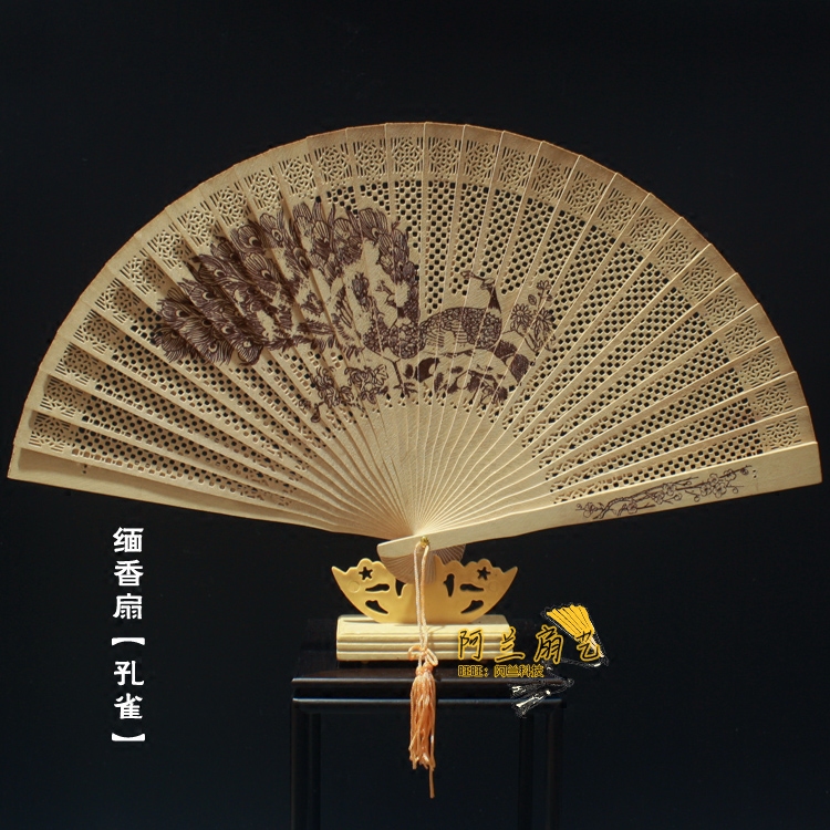 扇子 折扇 沉香扇香木扇 高档缅木檀香扇 工艺扇子批带木盒扇盒