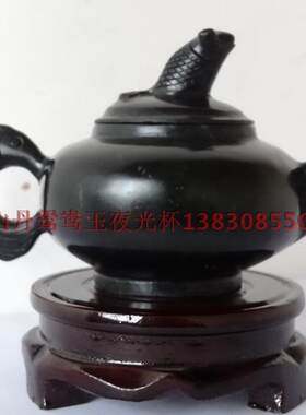 甘肃特产祁连玉酒泉玉鸳鸯玉墨玉 夜光杯 鱼壶 鲤鱼壶 茶具 酒具