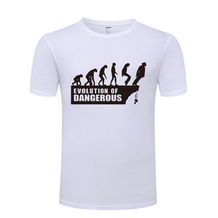 纯棉男式短袖T恤 进化论 Evolution Of Dangerous 搞笑创意新奇