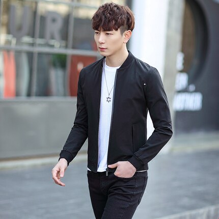 男士2017新款修纯色身韩版潮牌外套青年夹克春季潮流帅气休闲春装
