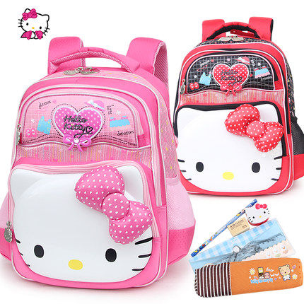 正品Hello Kitty1-3年级学生减负护脊书包休闲双肩背包立体HK3194