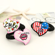 Know NI graffiti hair rubber band hair Japanese Harajuku Korean cartoon cute thick hair band ring jewelry