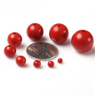 台湾天然朱砂散珠佛珠DIY佩珠配件大红转运本命年正品大孔朱砂珠