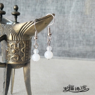 独孤伽罗白玛瑙双珠小巧古装精致简约日常女气质汉服古风耳环耳夹