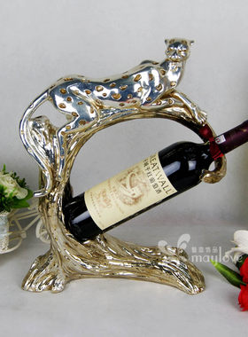 金钱豹 个性时尚红酒架欧式高档摆件杯架树脂金钱豹创意葡萄酒架
