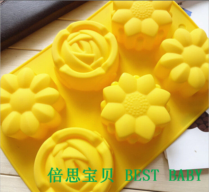6连不同花型形手工皂模布丁果冻月饼FDA食品级硅胶蛋糕模具烤盘,厨房/烹饪用具,烘焙模具,淘宝优惠券,粉丝福利购,淘宝优惠卷