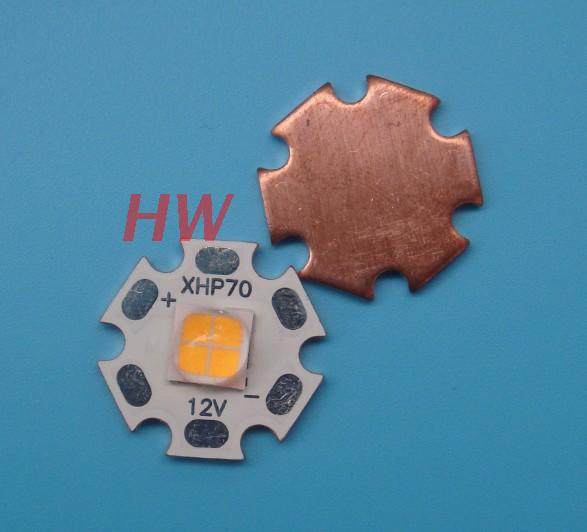正品cree xhp70大功率led灯珠6v12v暖白光灯芯焊20mm紫铜基板