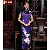长款 雀之恋 绣花旗袍 修身 改良复古重磅真丝时尚 莫言 2017春夏新款