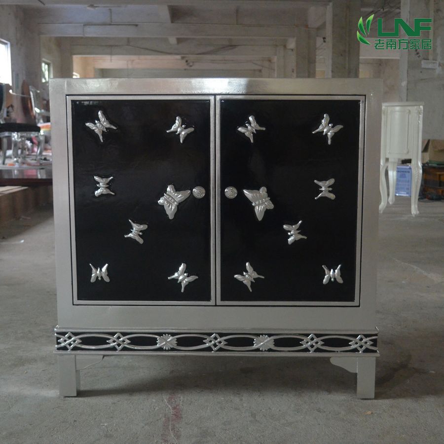 新古典玄关柜金银箔 欧式简约时尚实木储物柜 订做鞋柜玄关门厅柜