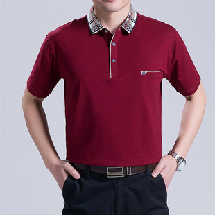 夏季中老年男士短袖体恤衫中年大码男装爸爸短袖T恤40-50岁中年人