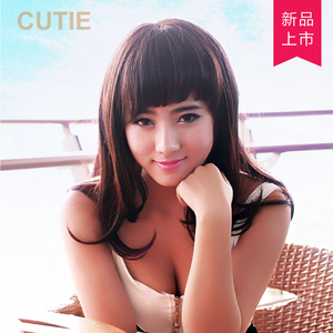 娇滴滴假发女 齐刘海梨花头 逼真中长直发整顶假发套 假发女微卷