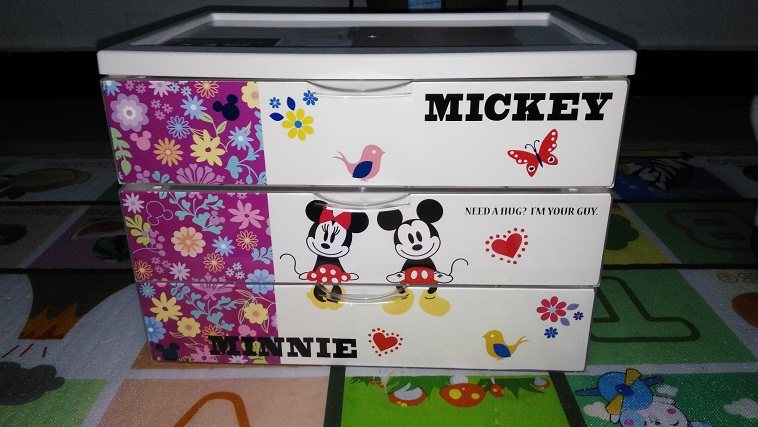 爱丽思IRIS桌面文件柜A4纸收纳柜三层抽屉收纳盒A 430米奇