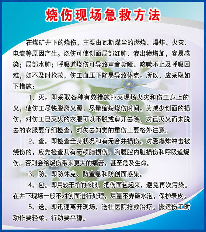 736海报印制写真849煤矿行业急救方法宣传栏4烧伤现场急救方法