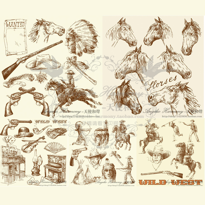 可用于手绘风格的海报、手册等各种平面设计。AI矢量素材，不受尺寸限制，可用于印刷、喷绘。建议用illustrator CS5或以上版本打开，PS无法分层和编辑，CDR也不能打开。宝贝描述里面有标明具体张数和宝贝展示，请看好再拍噢~