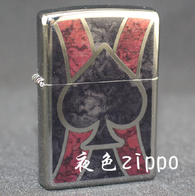 夜色zippo正品  新款镜面彩印扑克黑桃28952