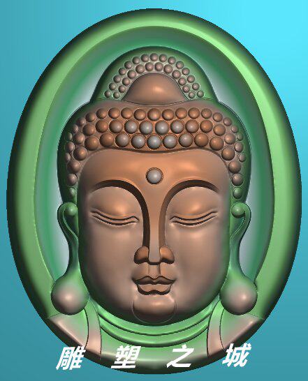 精雕图 浮雕图 电脑雕刻图 jdp文件 椭圆佛头挂件