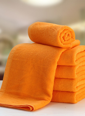 足浴美容院橘黄毛巾酒店纯棉150克橙色面巾宾馆客房澡巾擦脚巾