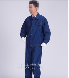 薄款牛仔布长袖夏秋季(夏秋季)工作服套装男女汽修工程铁路劳保服印字