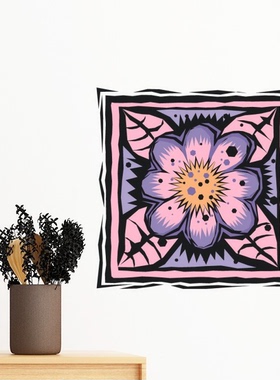 紫色花朵墨西哥文化墙贴纸教室宿舍背景墙卧室装饰画可移除贴画