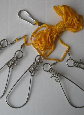 不锈钢路亚鱼唇扣  鱼锁 活鱼扣 穿鱼器长5米5扣 钓鱼小配件包运