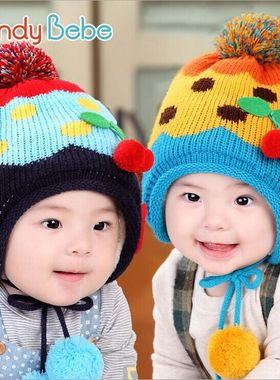 dandybebe韩版宝宝套头帽 冬季新款帽 婴儿帽 樱桃童帽新款加绒