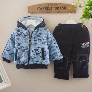 新款 小数点童装 格子棉衣服套装 宝宝婴儿加厚棉服背带棉裤 冬装