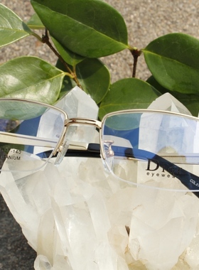 正品天然水晶眼镜 石头镜 纯钛框架 太阳镜  附检测证书