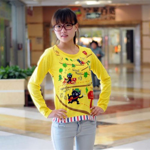 rough黑猫邮递员竹节棉长袖t恤