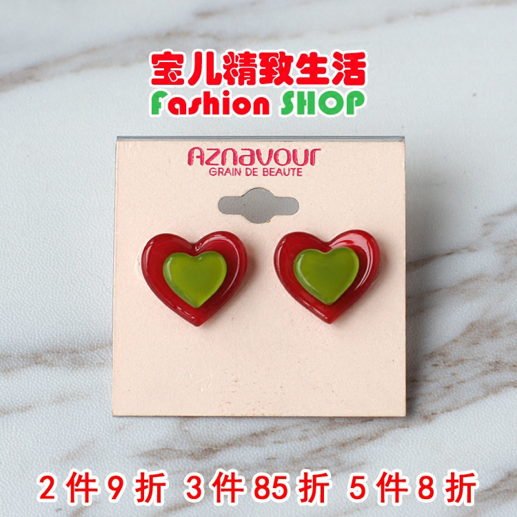 韩国饰品双层爱心耳环