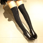 Fall 2015 new chunky heels boots leather pointed boots over the knee boots women boots with stovepipe stretch boots
