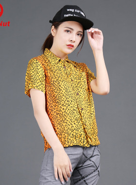 DEVIL NUT 潮牌 恶魔 豹纹迷彩  女式 短袖衬衫 BIB STH