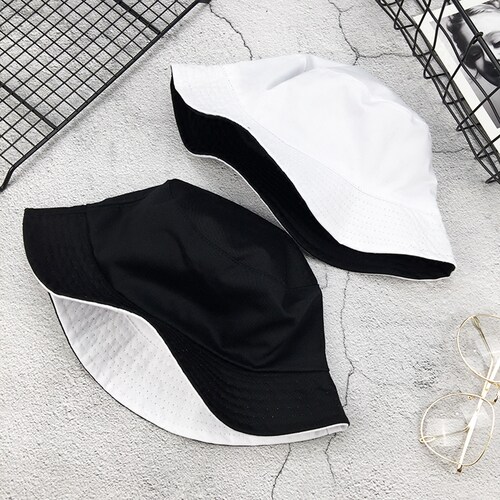 两面戴欧美街头风黑白色渔夫帽