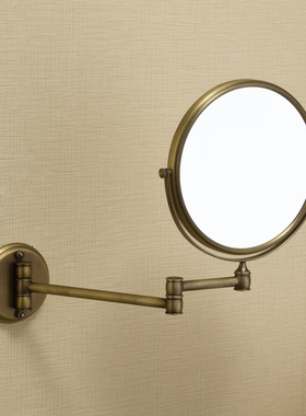 浴室壁挂旋转化妆镜折叠梳妆镜卫生间伸缩镜子双面推拉放大美容镜