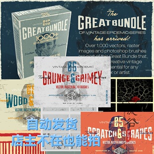 Textures精美复古纹理设计素材打包 PNG EPS笔刷700+文件自动发货