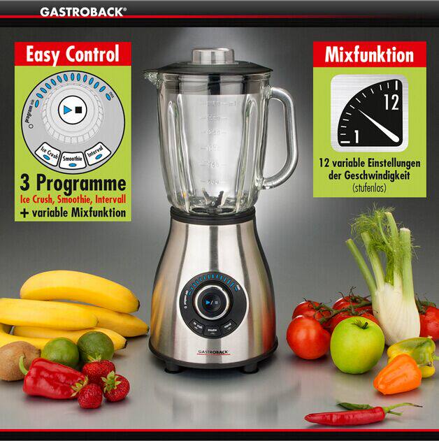100%德国代购进口Gastroback 40986 Pro不锈钢玻璃杯果汁机搅拌机