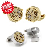 限时特卖 金色机械机芯袖 婚礼时尚 手表机芯袖 钉 男士 扣袖 扣