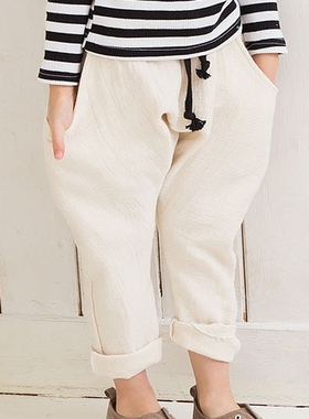 现货韩国女童裤子进口童装春秋MICCA儿童纯色百搭休闲大PP裤垮裤