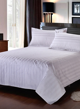 祝源全棉缎纹床单1米床白色缎纹 酒店宾馆单人床床单 处理品