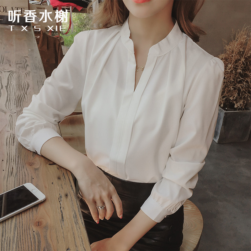 白衬衫女长袖2025冬季新款职业装女大码OL修身衬衣女雪纺打底衫女